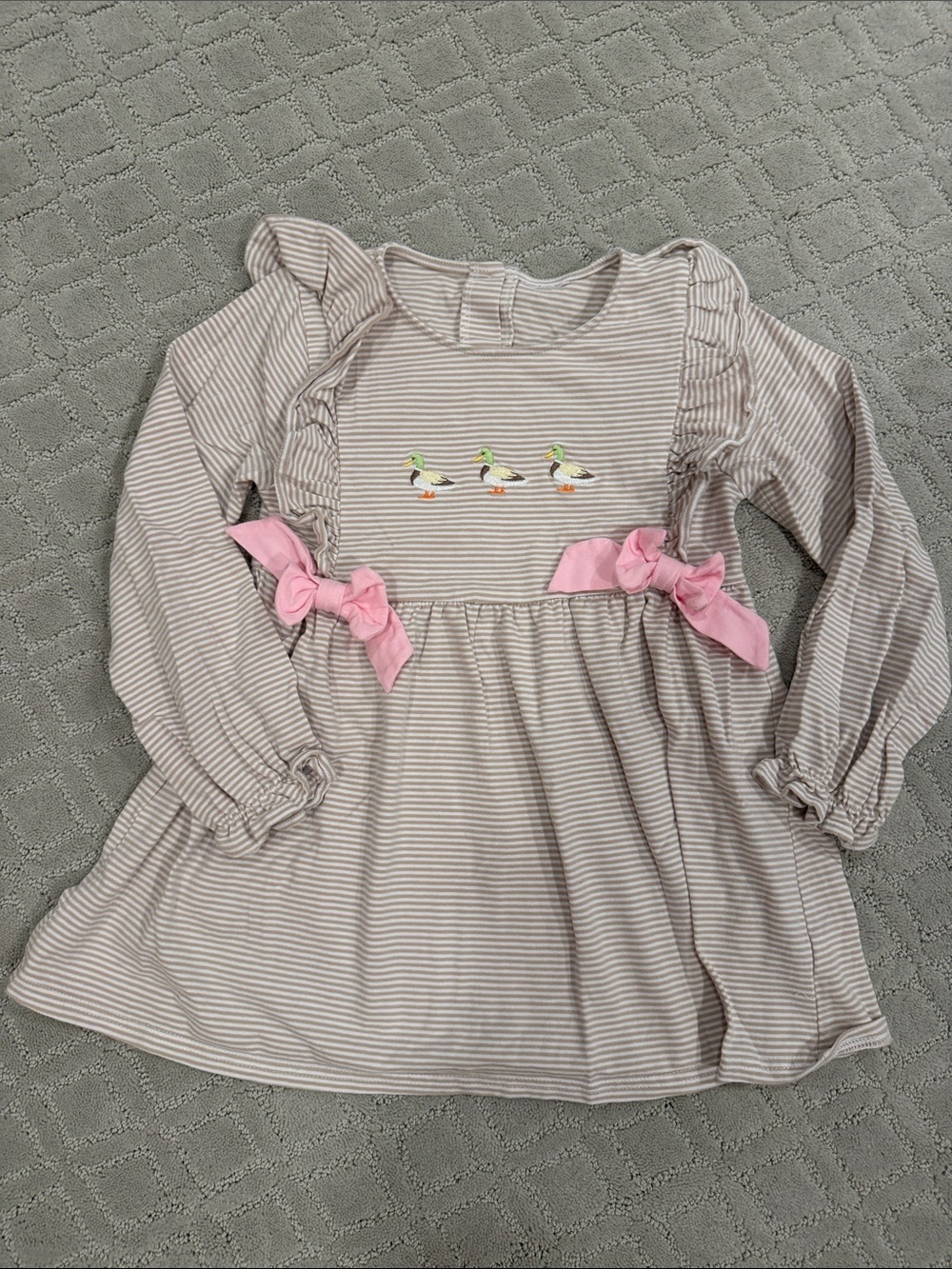 Girls' Duck Dress with Pink Bow Detail 🎀